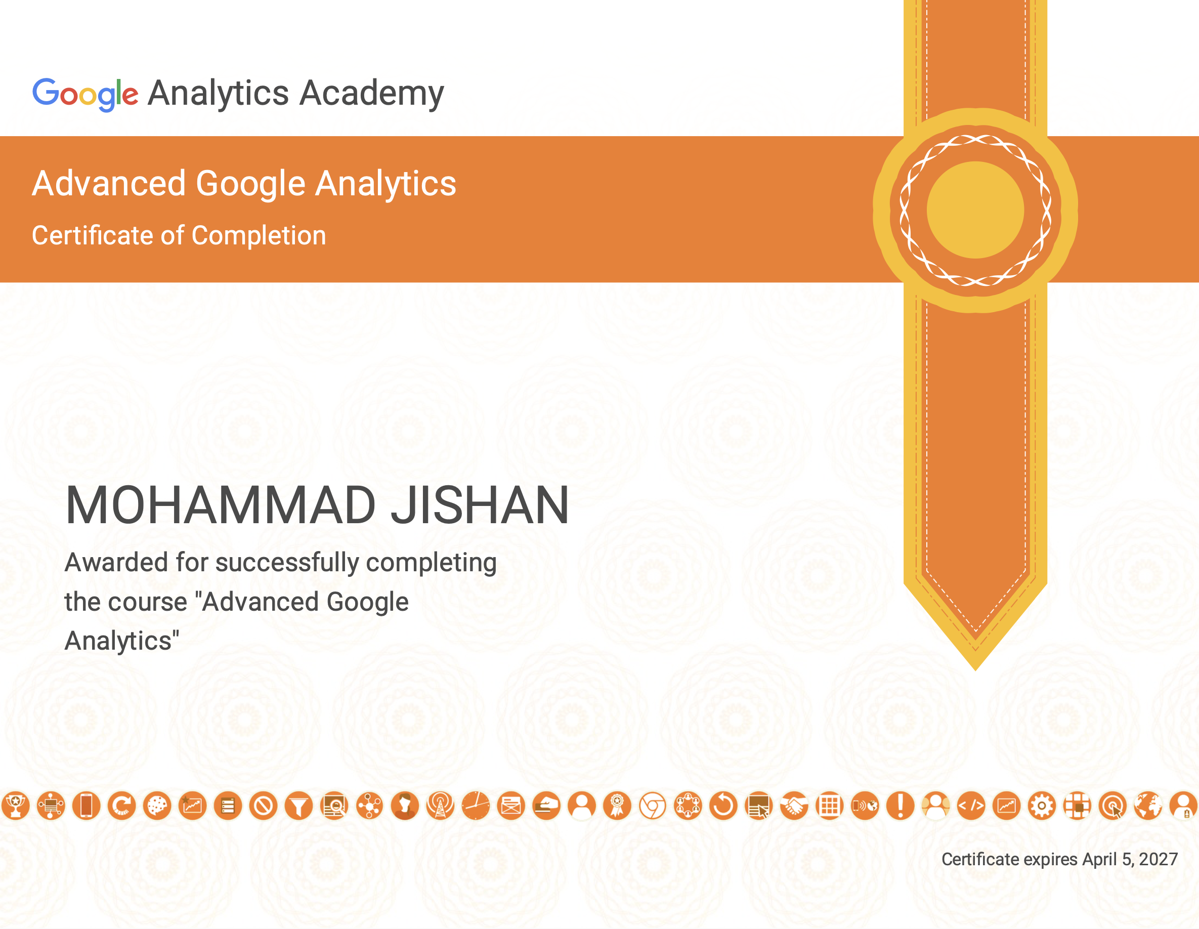 Advanced Google Analytics Certificate